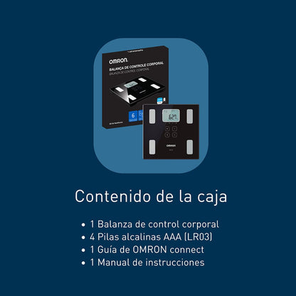 OMRON Báscula digital Corporal HBF-222T con 6 indicadores y Bluetooth, para 4 perfiles de usuario y memoria ilimitada. Compatible con OMRON Connect