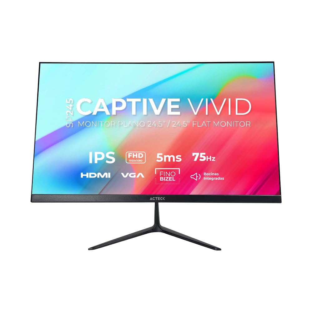 Acteck Monitor 24.5 Captive Vivid SP245 5ms 75Hz Full HD IPS LED Altavoces Integrados HDMI AC-943178