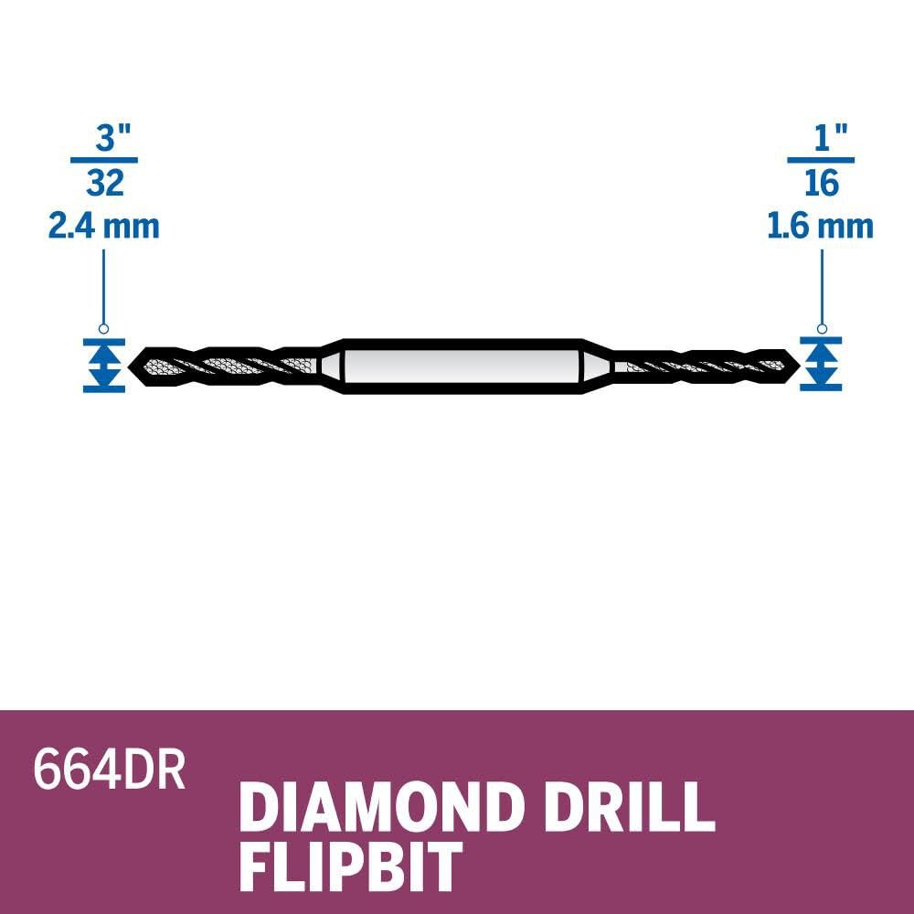 Broca Diamantada De Punta Dupla De 2,4mm y 1,6mm