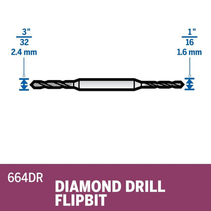 Broca Diamantada De Punta Dupla De 2,4mm y 1,6mm