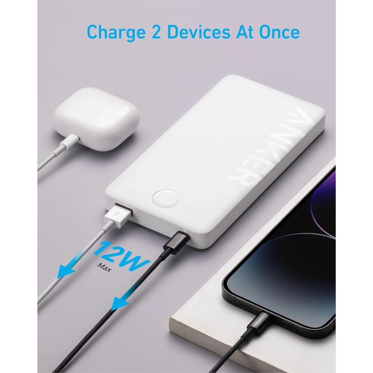 Anker Power Bank 10,000mAh Carga Rápida Bidireccional Violeta