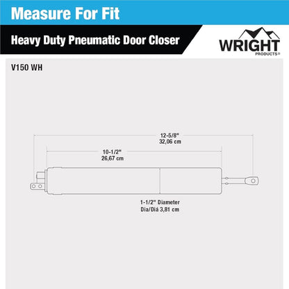 Wright Products Cierrapuertas Neumáticas de Alta Resistencia | Transición, Blanco, Ajustable, Cierre Silencioso, Función de Sujeción Abierta