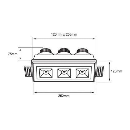 Tecnolite Lámpara Downlight LED Empotrable de Yeso, Sin Marco, 17.5 W, Luz Suave Cálida, LED integrado
