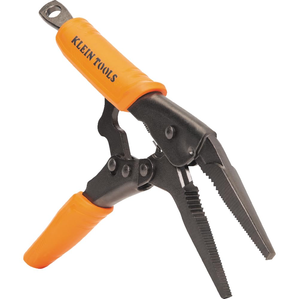 Klein Tools Alicates de Presión de Mandíbula Curva de Liberación Rápida - Nariz larga de 9 pulgadas