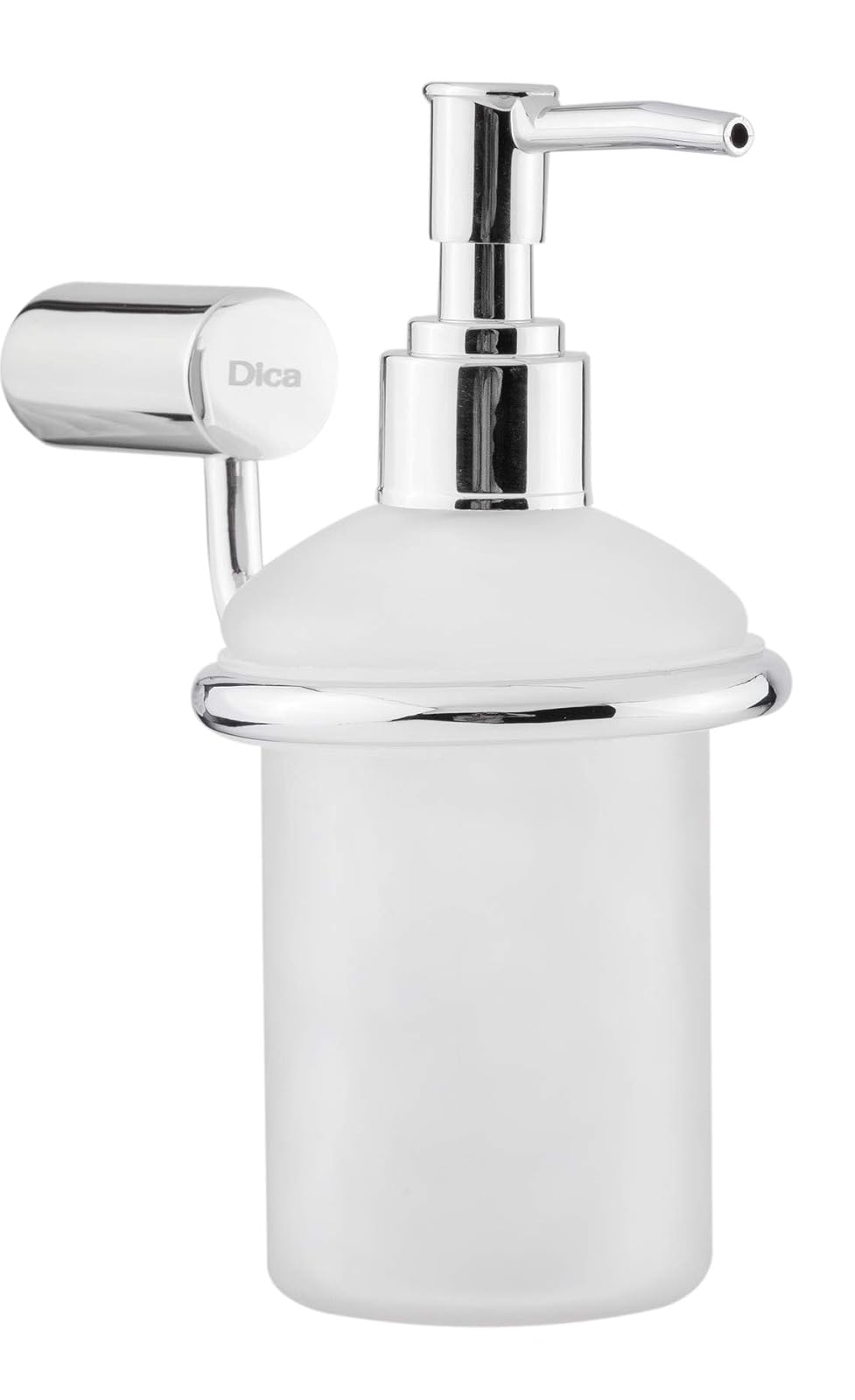 DICA, Dispensador de Jabón Liquido, Vidrio, Zinc, Acabado Cromo, Altura de 169mm, 1508