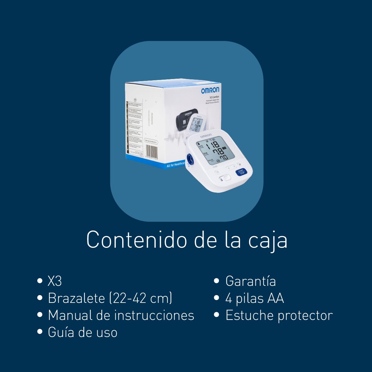 OMRON X3 Comfort Baumanómetro de Brazo, Bluetooth y App Connect | Validado clínicamente, incluso en embarazo. Brazalete Intelli Wrap 22-42 cm. Detecta latidos irregulares. Garantía 5 años.
