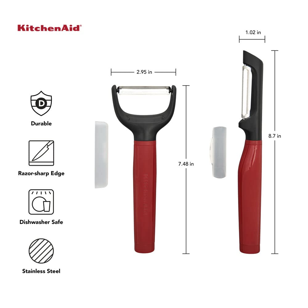 KitchenAid - Juego de peladores universales en Y y Euro, 2 piezas, rojo imperio