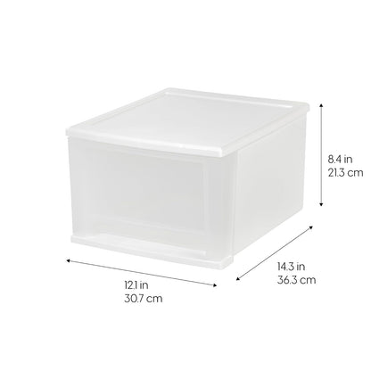 IRIS USA Paquete de 4 Organizadores Apilables de 17 Qt, Blanco | Mantén ropa, accesorios, artículos de oficina y esenciales diarios organizados con almacenamiento de fácil acceso