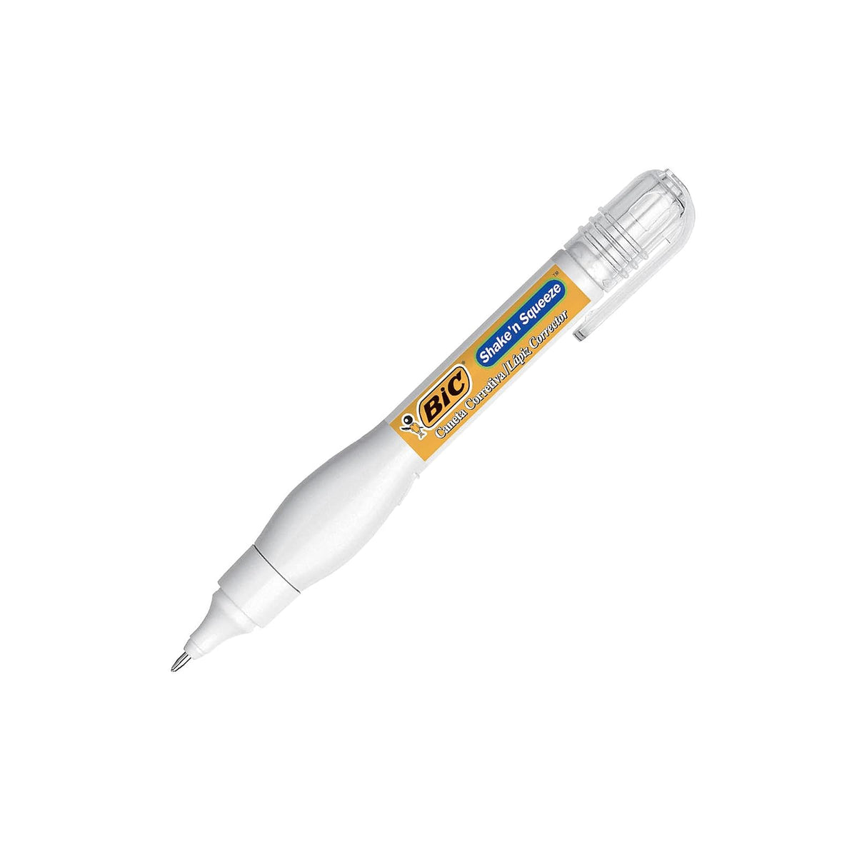 BIC Pluma Correctora Shake´n Squeeze Ideal para Detalles Máxima Cobertura Fácil de Aplicar con Punta de Acero 12 Piezas