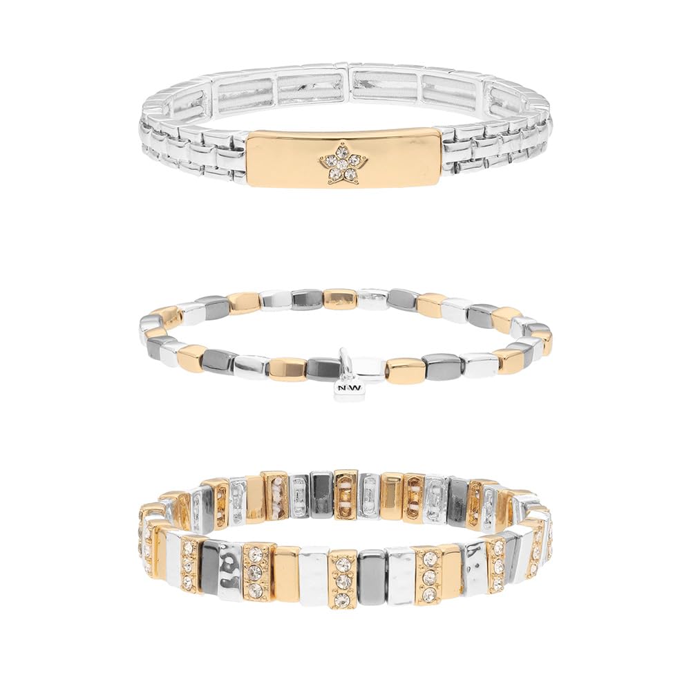 Nine West Box Set Pulsera Bitono Multiniveles para Mujer