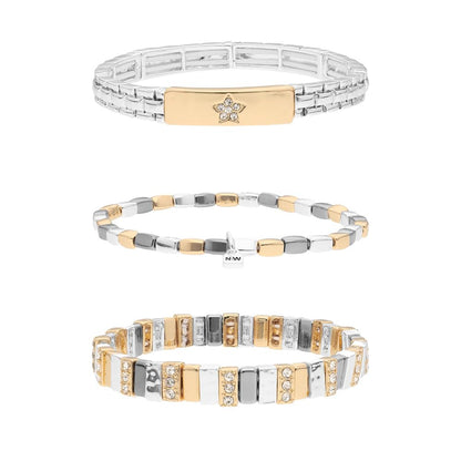 Nine West Box Set Pulsera Bitono Multiniveles para Mujer