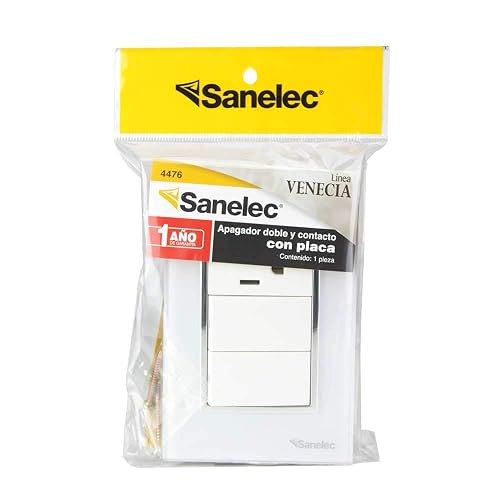 SANELEC 4476 Placa con Contacto y Doble Apagador Venecia