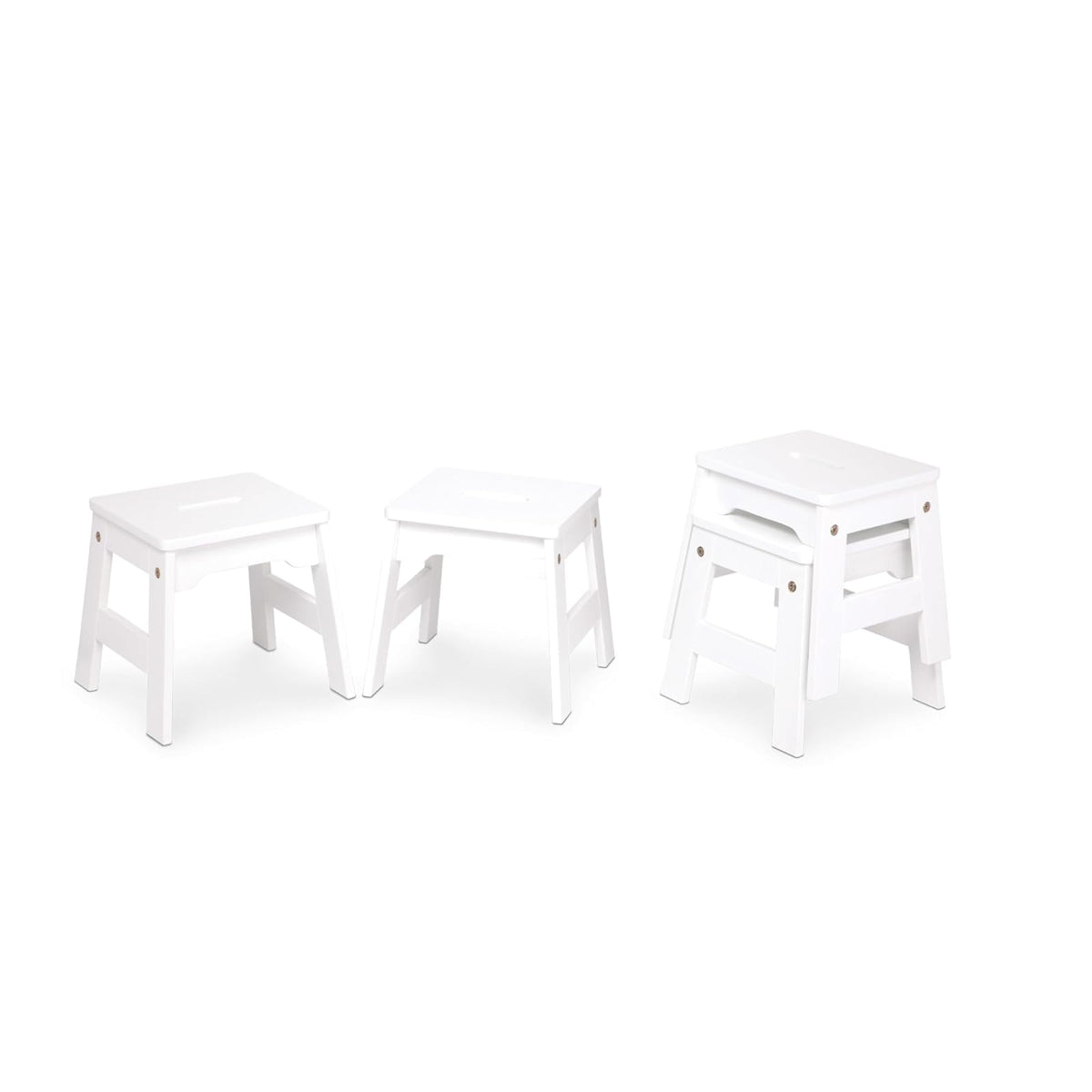 Melissa & Doug Taburetes de Madera - Juego de 4 (Blanco)