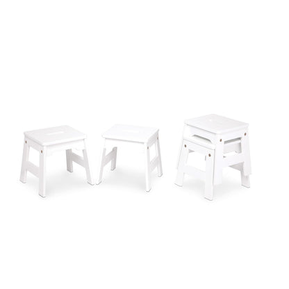 Melissa & Doug Taburetes de Madera - Juego de 4 (Blanco)