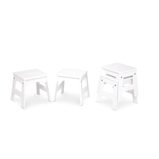 Melissa & Doug Taburetes de Madera - Juego de 4 (Blanco)