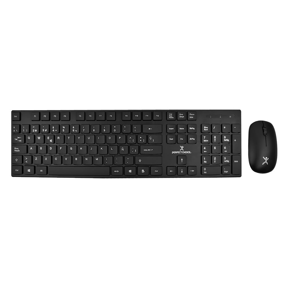 Perfect Choice Kit de Teclado y Mouse Inalámbrico Clic Silencioso Resistente a Derrames Diseño Ergonómico Dust