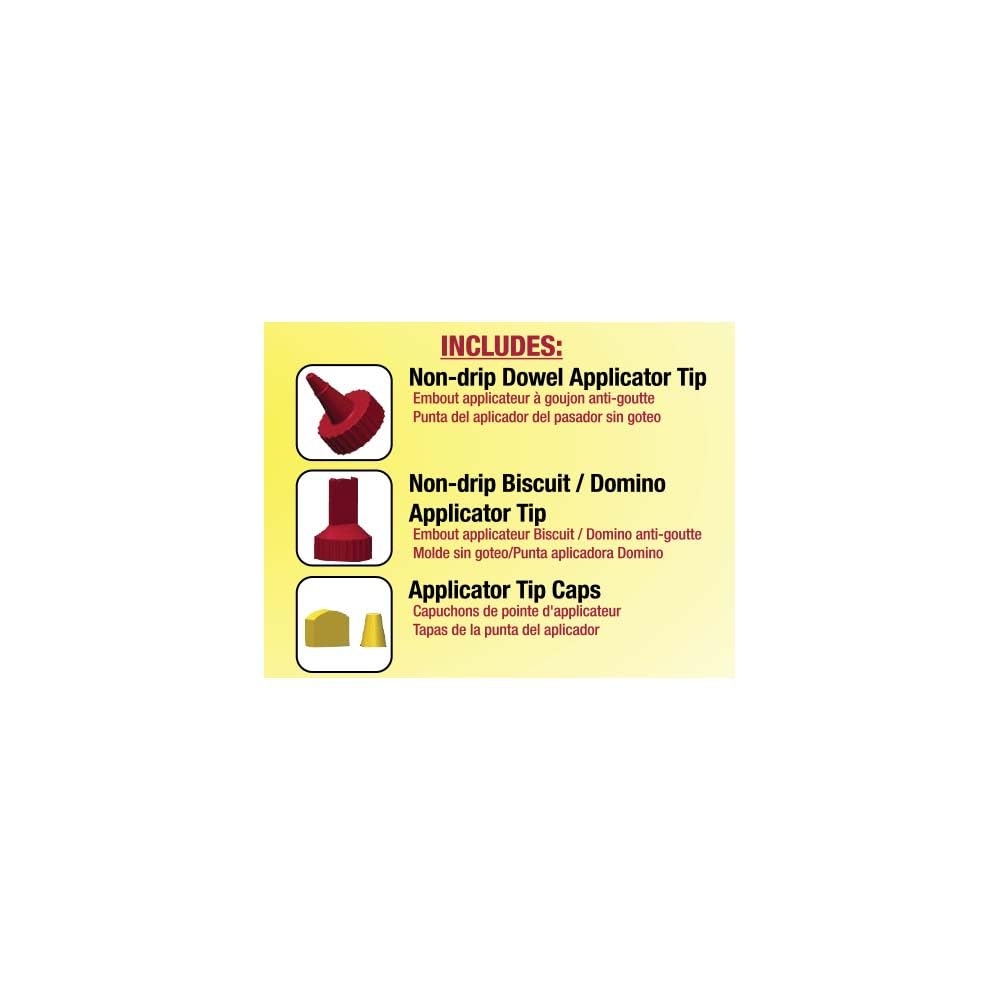 Milescraft 5223 - Botella de pegamento de madera de precisión de 450 ml, antigoteo, puntas de clavija y galletas incluidas, diseño multicámara de fácil flujo, ideal para carpintería