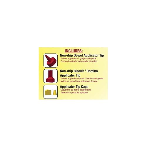 Milescraft 5222 - Botella de pegamento de madera de precisión de 150 ml, antigoteo, puntas de clavija y galletas incluidas, diseño multicámara de fácil flujo, ideal para carpintería