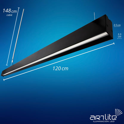 Artlite ADE-609 Luminaria LED Colgante Negro, Blanco Frío 6500K, 40W, 3,400 Lúmenes, 1.2 metros