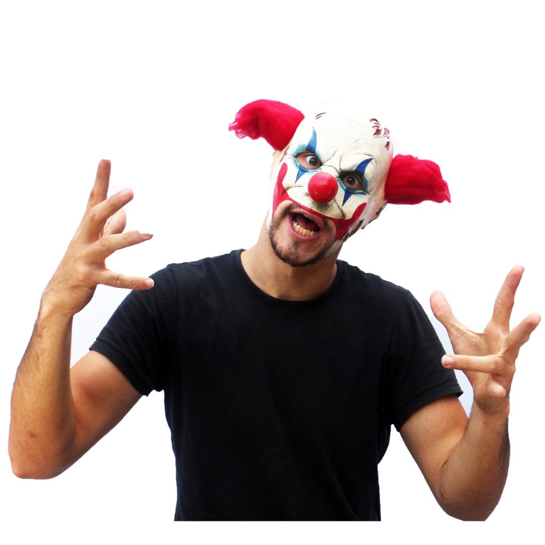 Clown Deluxe, Máscara de Látex de Payaso Terrorífico Con Barbilla Abierta, Disfraz de Arlequin Creepy Ideal Para Fiestas de Disfraces y Halloween by Ghoulish Productions.