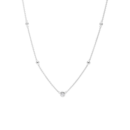 Fossil - Collar de cadena con colgante de plata de ley o acero inoxidable en tono plateado para mujer