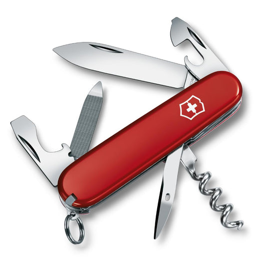 Victorinox Sportsman Tipo Oficial, Color Rojo, 13 Usos | Cuchillo suizo del ejército | cuchillo suizo victorinox | cuchillo suizo del ejército pequeño | cuchillo de bolsillo suizo |