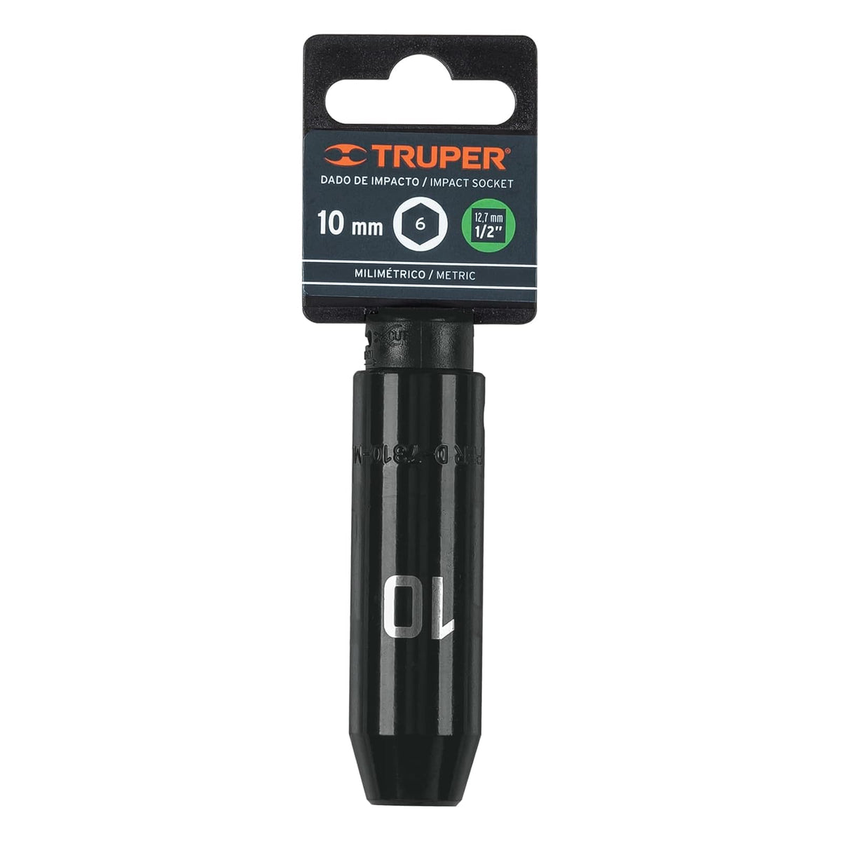 Truper D-7310-ML, Dado largo de impacto 6 puntas mm, 10 mm, cuadro 1/2"