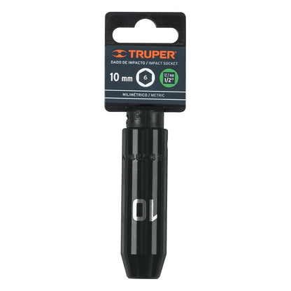 Truper D-7310-ML, Dado largo de impacto 6 puntas mm, 10 mm, cuadro 1/2"