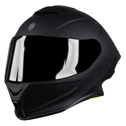 KOV Casco Buster Integral Negro Mate Deportivo ALERON AERODINAMICO para Moto Certificado Dot