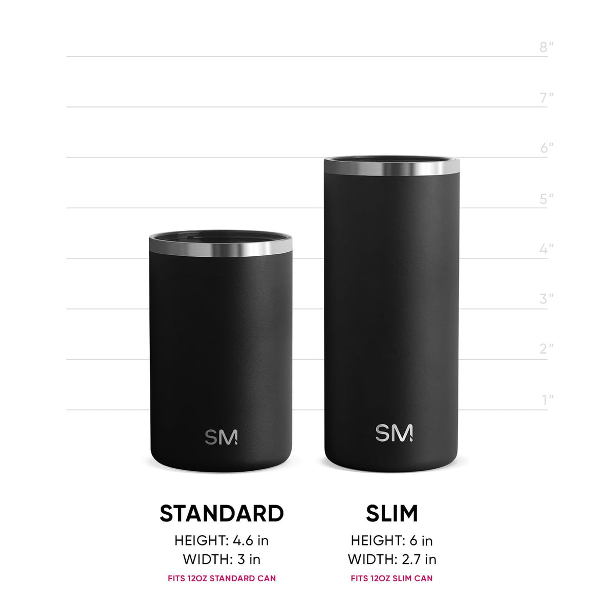 Simple Modern Enfriador de Lata Delgada para Cerveza y Hard Seltzer | Sujetador de Funda para Bebidas Aislado al Vacío | Ranger Colección| 355ml Slim | Midnight Black
