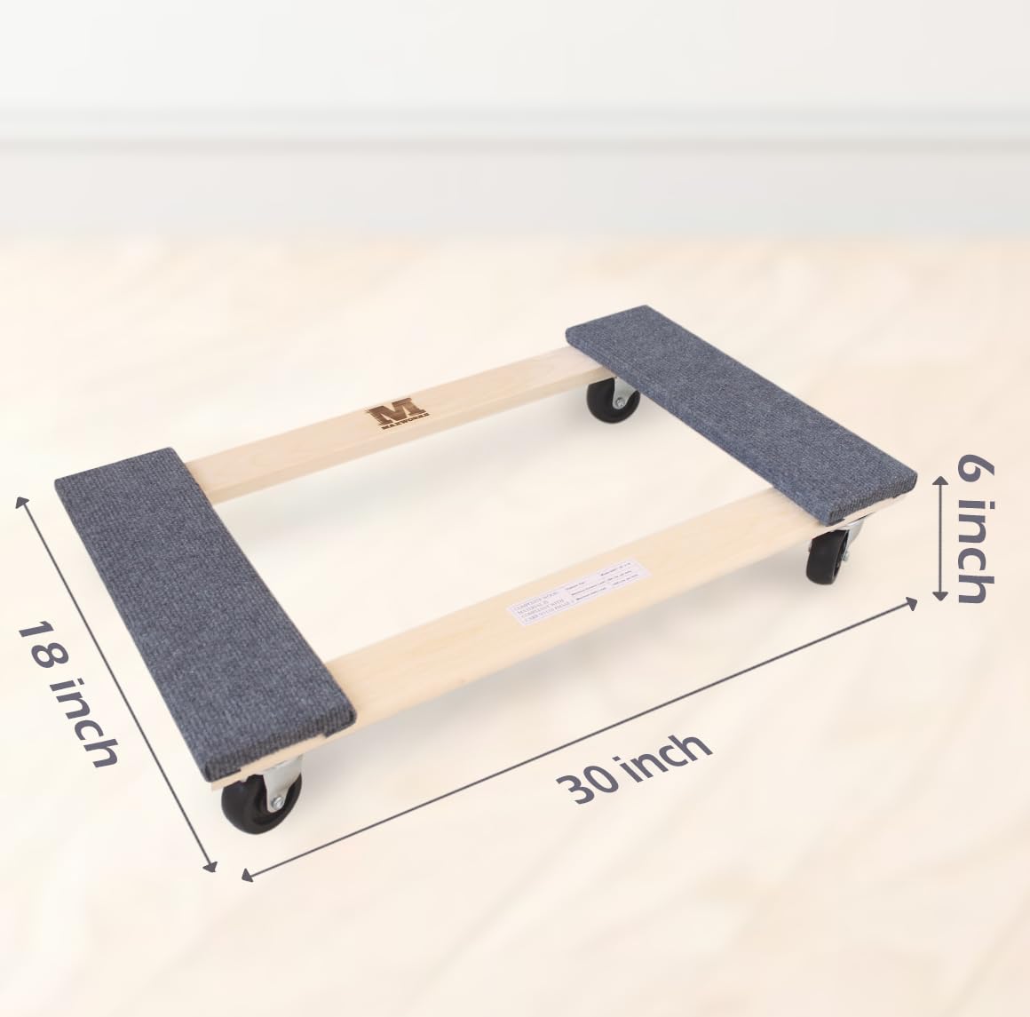MaxWorks 1220 Libras. Capacidad: 45,7 cm. x 30 Pulgadas. Hardwood Furniture Mover Dolly KD Versión, Paquete de Dos