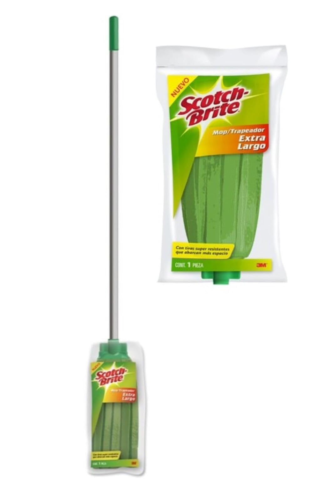 Scotch-Brite 3M Trapeador Extra Largo con Palo + 3M Respuesto de Trapeador Extra Largo