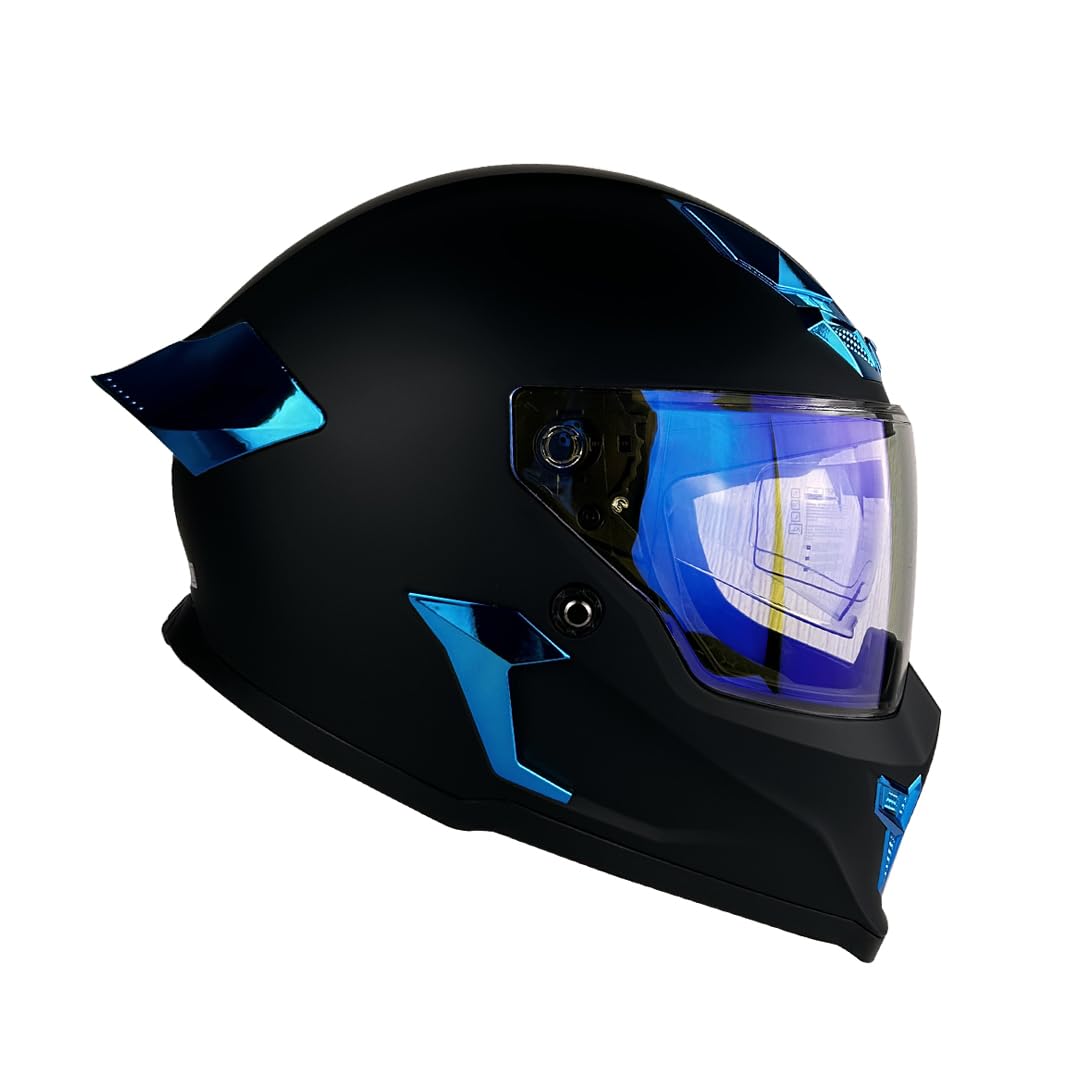 Casco Edge Integral Vortex Dot/ECE Negro Solido Mate Visor/Spoiler Azul L
