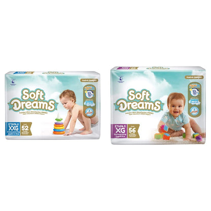 Pañal Soft Dreams Etapa 6 Talla XXG, 52 Piezas, Ultra Absorbente - Pañales Etapa 6 (MU00288)