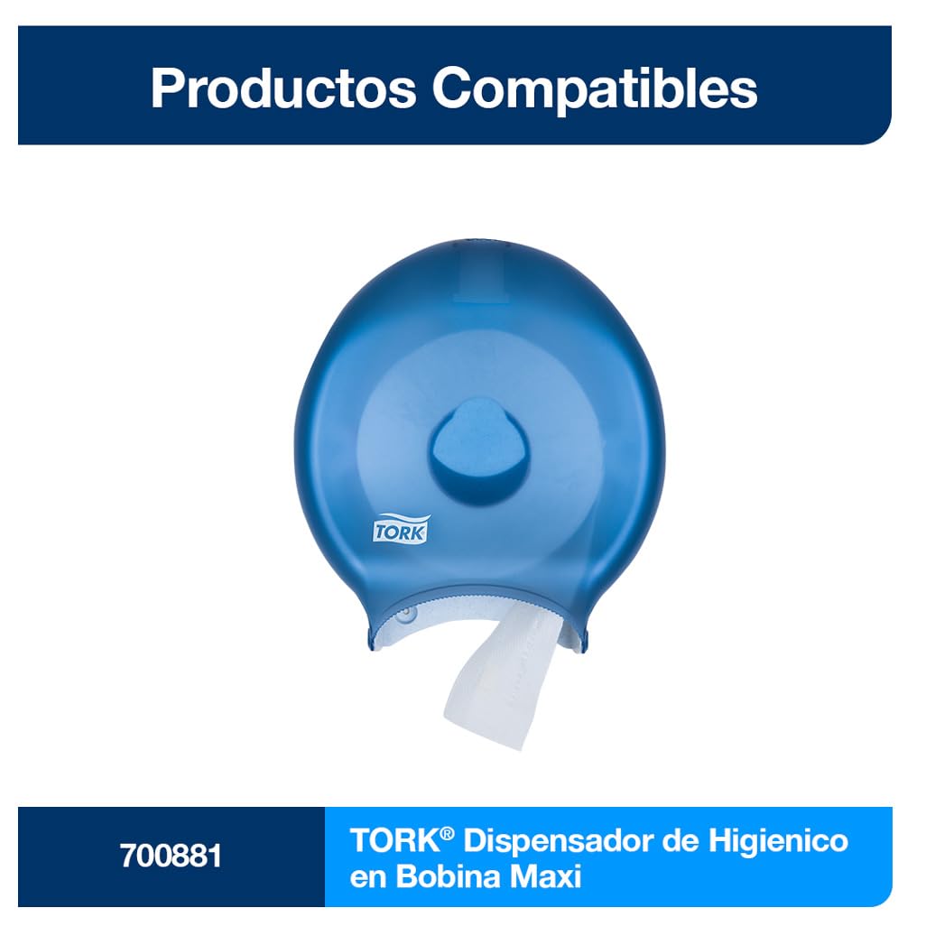 Tork Papel Higiénico en Bobina 12 Rollos x 200 m – Papel para Baño Dispensación Continua 2 Capas Hoja Doble, 9 cm, para Baños de Alto Tráfico Institucional – Color Blanco
