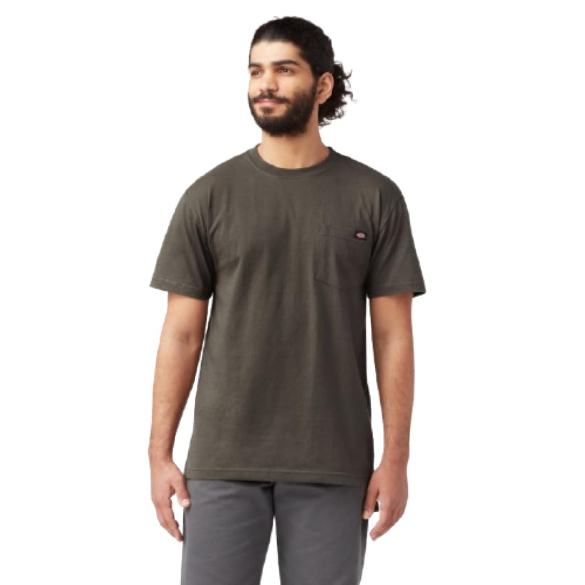 Dickies Playera de Manga Corta Cuello Redondo Heavyweight para Hombre - 3XL Amplio - Negro oliva