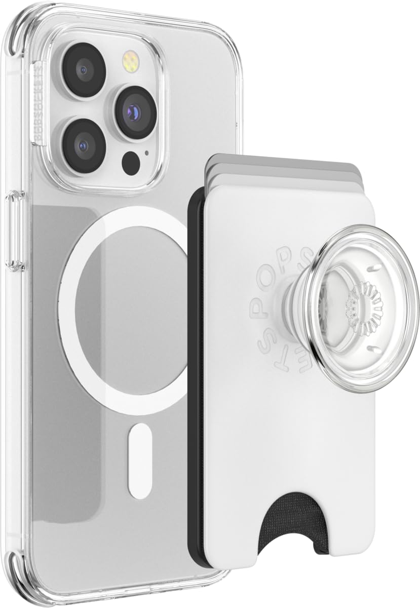 PopSockets Portafolios para Celular con Agarre Expandible, Varios Estilos - Blanco Transparente
