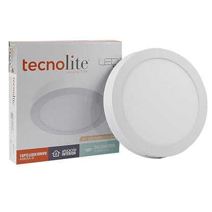 Tecnolite - Lámpara Plafón LED Techo 18 W, Luz Suave Cálida, Iluminación Interiores, No atenuable, LED integrado