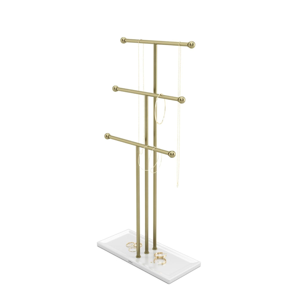 Umbra Trigem Soporte de joyería, Blanco/Latón