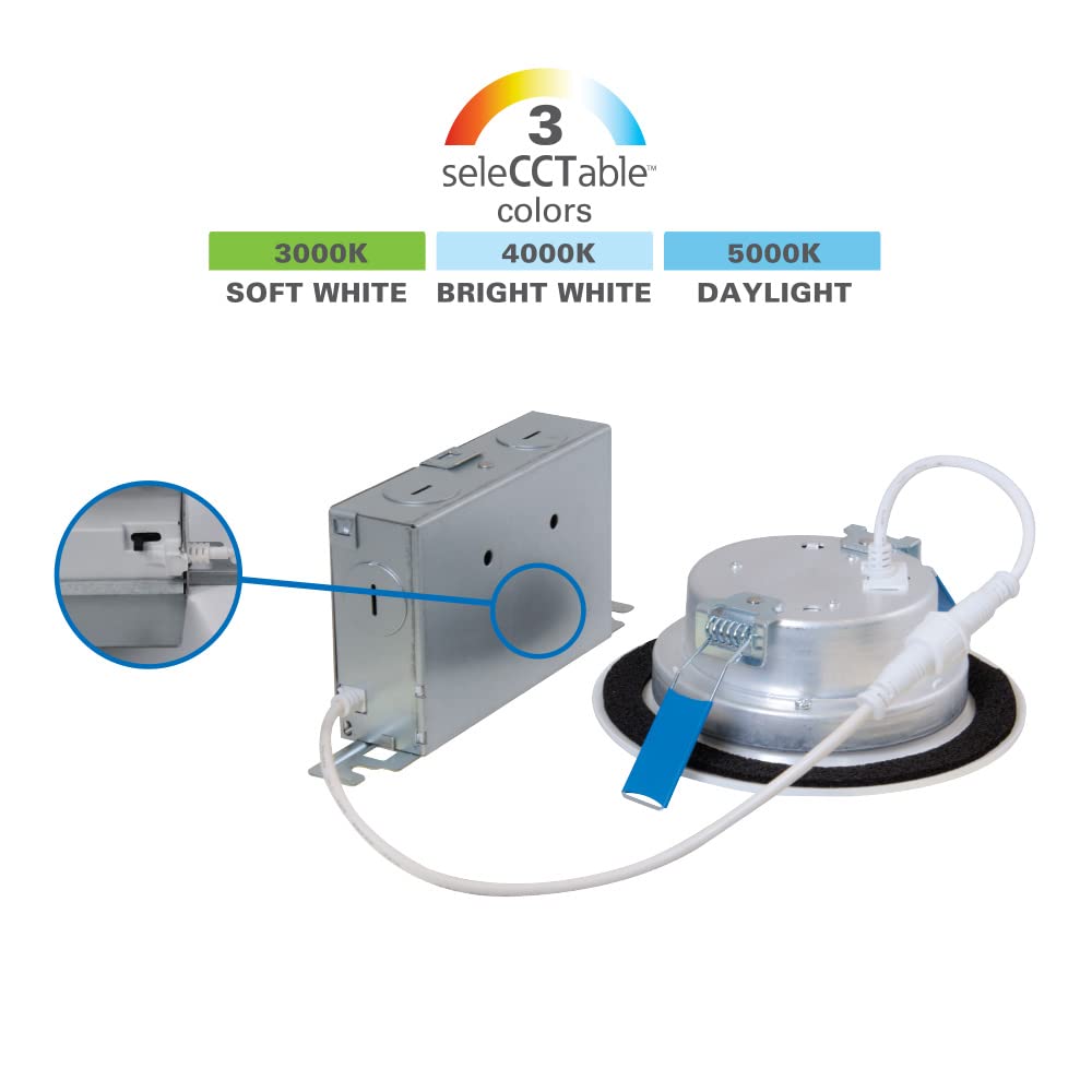 HALO LTB CCT seleccionable de 4 pulgadas (3000K-5000K) LED integrado, luz empotrada blanca, ajuste regulable