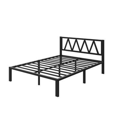 Avenco - Marco de Cama de tamaño matrimonial de 14 Pulgadas con cabecero, Marco de Cama de Plataforma de Metal, Marco de Cama matrimonial, no Necesita somier, fácil Montaje, Soporte de Listones