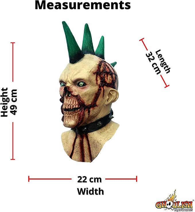 Billy Punk, Máscara de Zombie Punk Rock Sangriento, Disfraz de Zombi de Miedo ideal Para Halloween y Fiestas de Disfraces