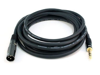 Monoprice Premier Series XLR - Cable Macho a TRS Macho de 1/4" (16 AWG), Premier Series, Negro, 10ft