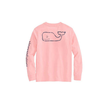 Vineyard Vines Playera Manga Larga con Bolsillo Ballena Niño - CH - Flamenco