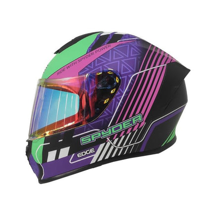 Casco Motocicleta Integral Marca - Edge - Frankie - Full Face - Certificado Dot - Moto Cascos de para Guantes Funda - M - Spyder Rosa