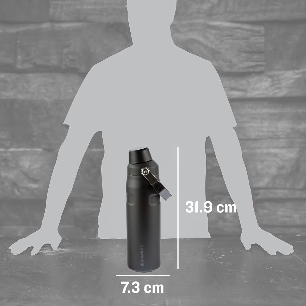Botella Stanley IceFlow Aerolight 709 ml, con Tapa de Flujo Rápido, Aislamiento de Doble Pared, Mantiene Bebidas Frías, Termo Acero Inoxidable libre de BPA, Botella Stanley 24 oz, BLACK