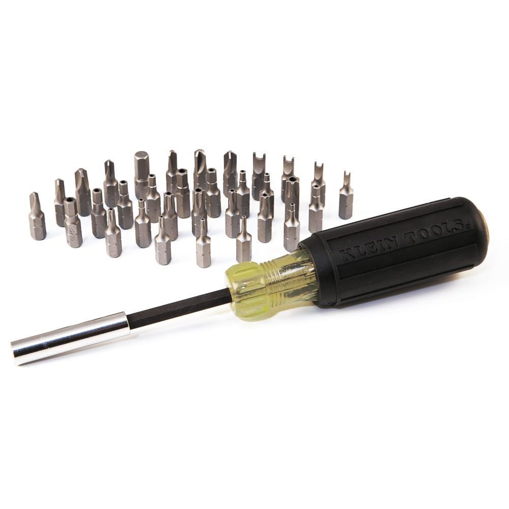 Klein Tools 32510 Desarmador de punta magnética con 32 puntas inviolables de diferentes tamaños en un cómodo soporte.