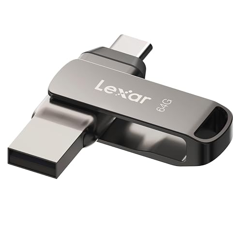 Lexar Unidad Dual JumpDrive D400 USB 3.1 Tipo C y Tipo A, hasta 130 MB/s de Lectura (LJDD400064G-BNQNU)