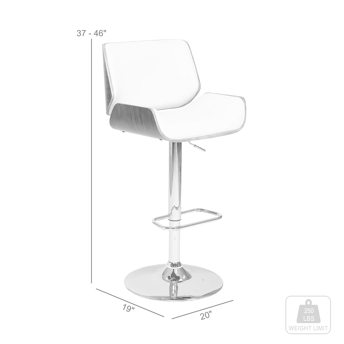 Armen Living London - Taburete de Bar Giratorio de Piel sintético Moderno de Mediados de Siglo, para mostrador de Isla de Cocina, Altura de Asiento Ajustable de 24 a 33 Pulgadas, Color Crema