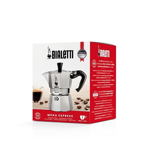 Bialetti - Moka Express: Iconic Stovetop Espresso Maker, Makes Real Italian Coffee, Moka Pot 1 Cup (2 Oz - 60 Ml), Aluminium, Silver
